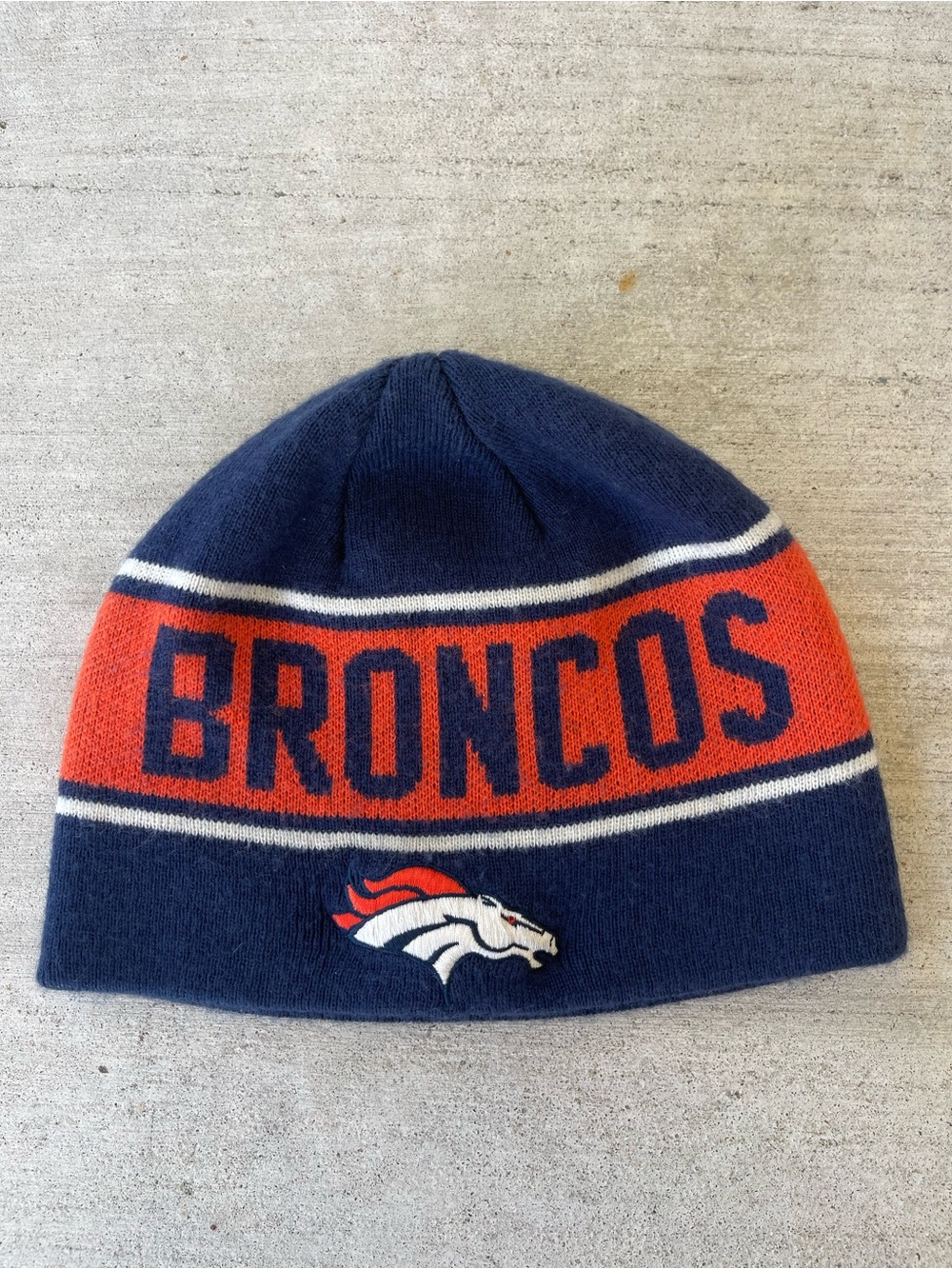 Denver Broncos Knit Beanie Hat Navy & Orange OSFA